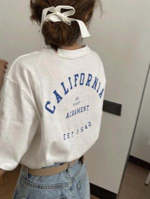 캘리포니아 반팔 티셔츠 봄 여름 나염 프린팅 루즈핏 오버핏 라운드 래터링 래글런 기본 베이직 