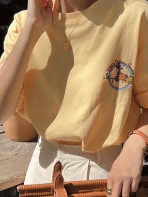 리틀마녀 루즈핏 티셔츠 여름 반팔 나염 배색 래터링 프린팅 오버핏 래글런 무지 라운드 기본 베이직 