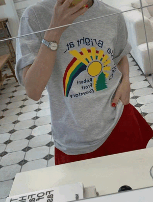 브라이트 나염 티셔츠 봄 여름 오버핏 래글런 기본 베이직 래터링 나염 라운드  이지룩 여행룩 휴가룩 나들이룩