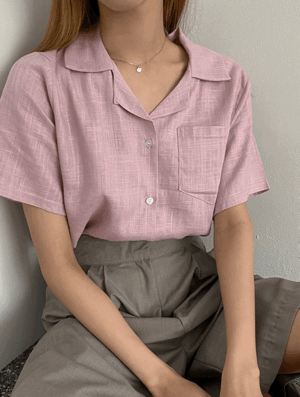 [기획특가]밀크 린넨 반팔 셔츠 봄 여름 간절기 루즈핏 오버핏 카라 기본 베이직 이지룩 휴가룩 여행룩 비치룩